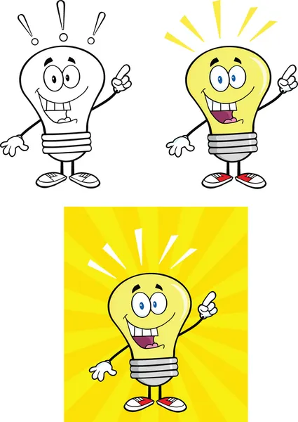 Yellow Light Bulb Characters. Set Collection 15 — Stock Photo, Image