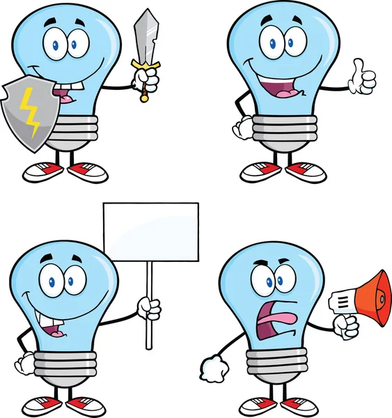 Blue Light Bulb Characters — Stock Photo, Image