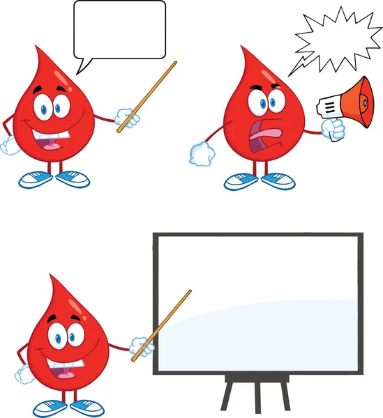 Bluttropfen Zeichentrickfiguren gesetzt — Stockfoto
