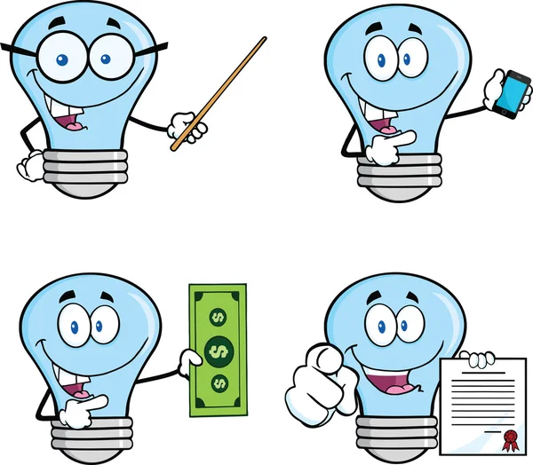 Blue Light Bulb Characters — Stock Photo, Image