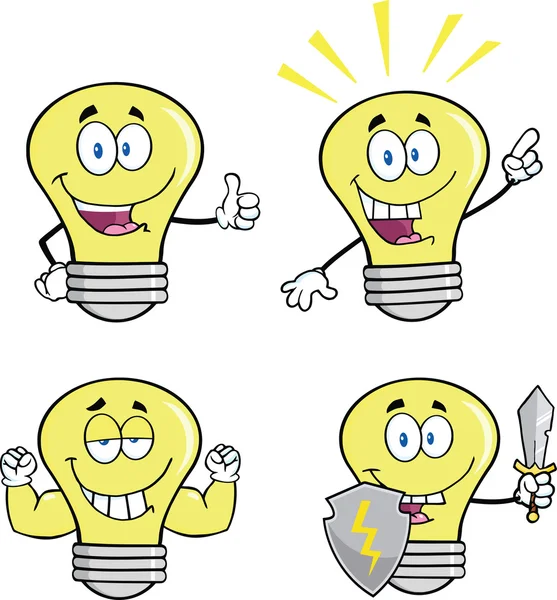 Yellow Light Bulb Characters — Stock Photo, Image