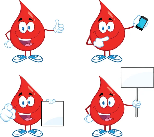 Krew kropla kreskówka zestaw znaków — Zdjęcie stockowe