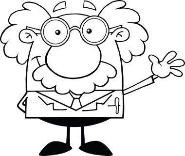 siyah-beyaz komik bilim adamı