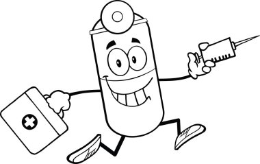 bir şırınga ve ilaç çantası ile çalışan siyah beyaz hap kapsül