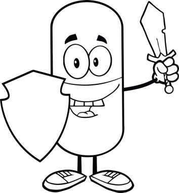 hap kapsül koruyucu kalkan ve kılıç