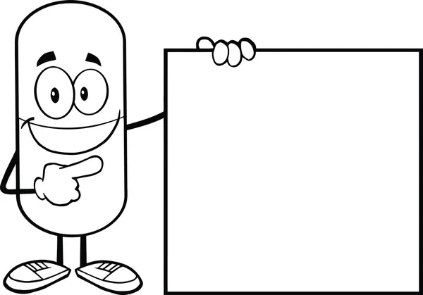 Black And White Pill Capsule Character Showing A Blank Sign — Stock Photo, Image