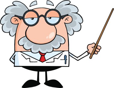 komik bilim adamı ya da bir işaretçi tutan Profesör