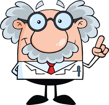 bilim adamı ya da Profesör bir fikir ile gülümseyen