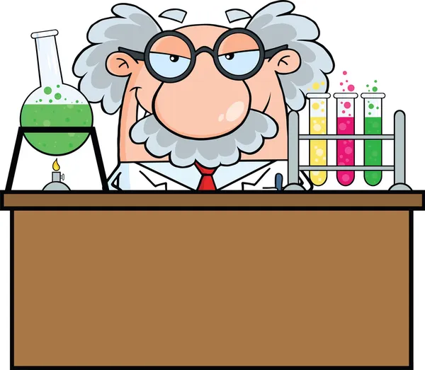 Cientista louco ou professor no laboratório — Fotografia de Stock