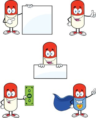toplama 2 hap kapsül çizgi karakter kümesi
