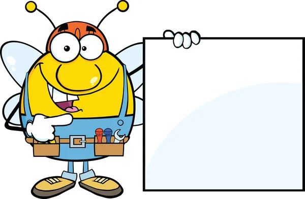 Pudgy Bee Worker Mostrando una señal en blanco — Foto de Stock