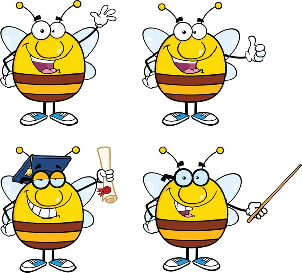 Bee Cartoon Characters Set Collection 1 — Stock Photo, Image