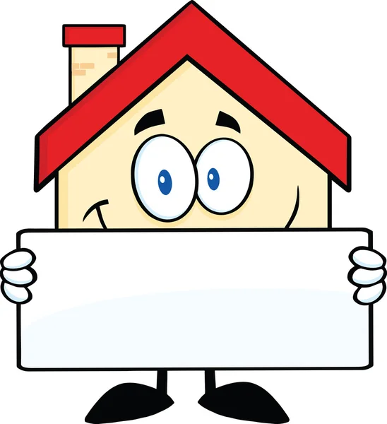 Smiling House Holding A Banner — Stock Photo, Image