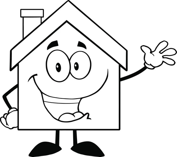 Outlined House Waving For Greeting — Stock Photo, Image