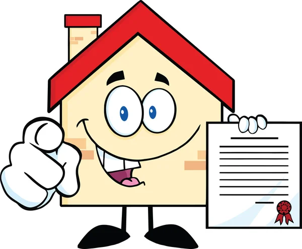 Happy House Holding A Contract — Stock Photo, Image