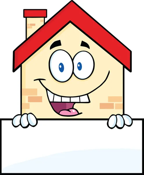 Happy House Over Blank Sign — Stock Photo, Image