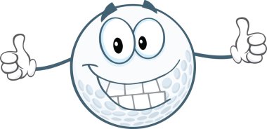 golf topu karakter bir Yaşasın vererek gülümsüyor
