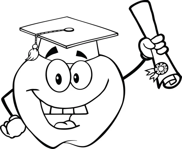 Outlined Apple Holding A Diploma — Stock Photo, Image
