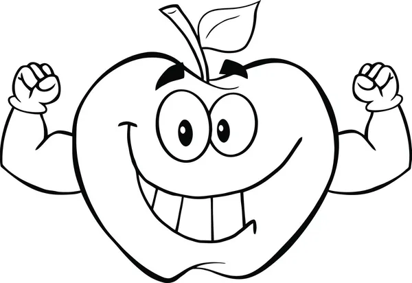 Outlined Apple With Muscle Arms — Stock Photo, Image