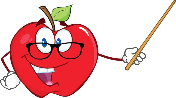 Jabłko nauczyciela o wskaźnik — Zdjęcie stockowe