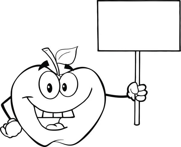 Outlined Apple Holding A Blank Sign — Stock Photo, Image