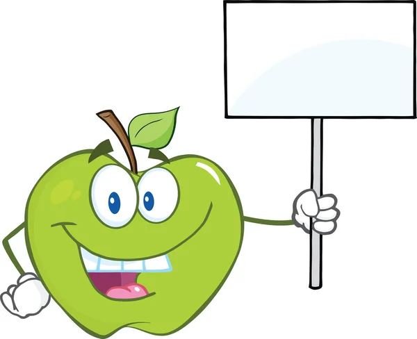 Apfel hält ein leeres Schild hoch — Stockfoto