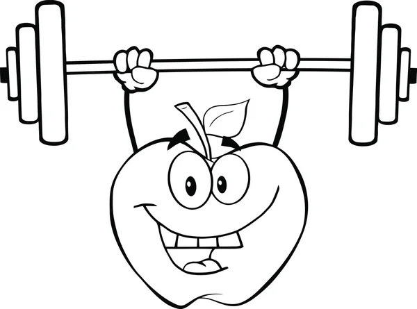 Outlined Apple Lifting Weights — Stock Photo, Image