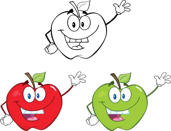 Äpfel Zeichentrickfiguren Set Sammlung 1 — Stockfoto