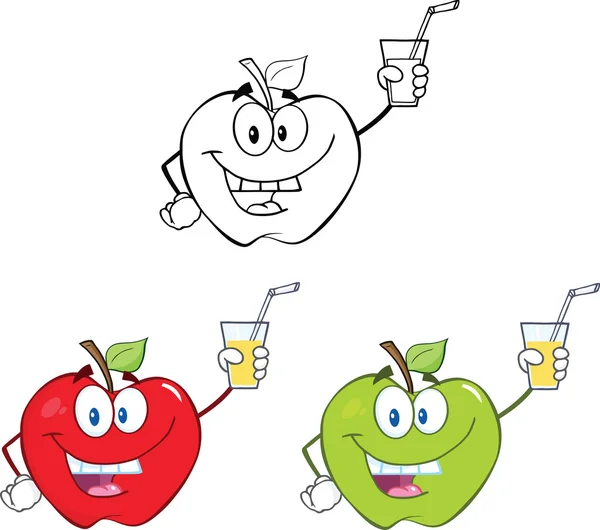 Äpplen cartoon tecken ange samling 3 — Stockfoto