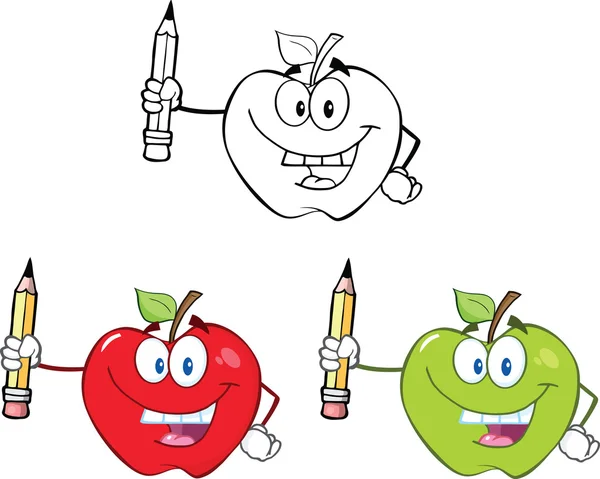 Coleção de personagens de desenhos animados de maçãs — Fotografia de Stock