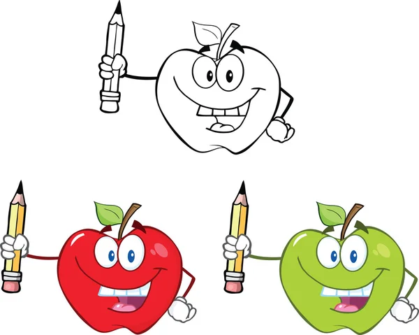 Appels cartoon characters-collectie instellen — Stockfoto