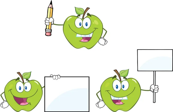 Äpfel Zeichentrickfiguren Set Kollektion 6 — Stockfoto