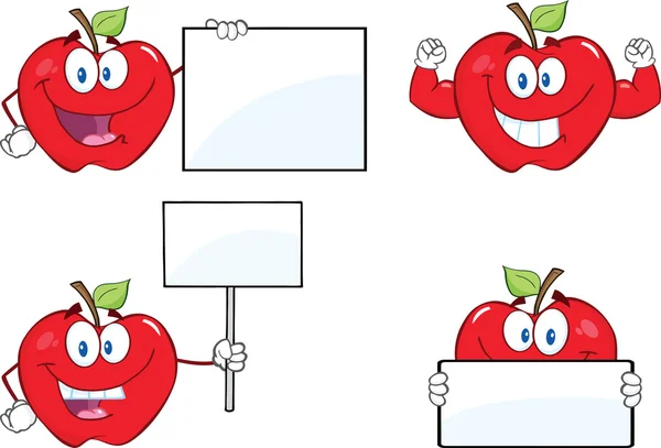 Apples Cartoon Characters Set Collection 8 — Stock Photo, Image