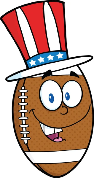 美式足球球卡通人物与爱国的帽子 — 图库照片