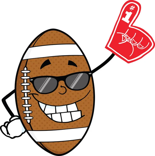 American Football Ball With Sunglasses Holding A Foam Finger — Stock Photo, Image