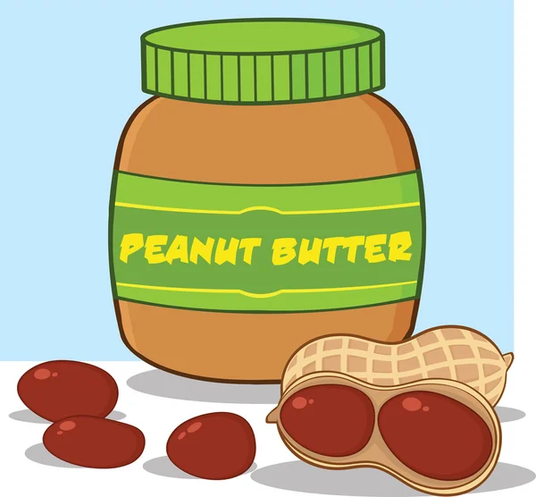Cartoon Peanut Butter Jar With Peanuts — Stock Photo, Image