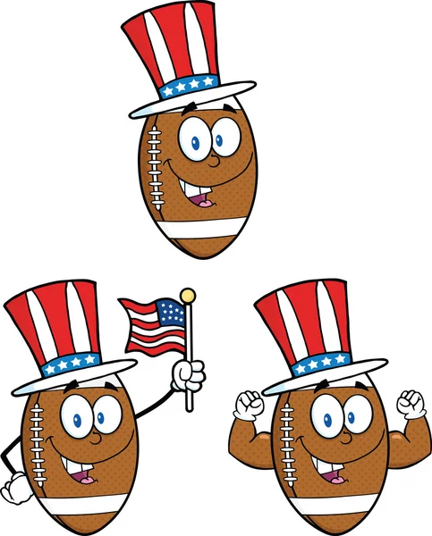 Персонажи мультфильмов Американских футбольных мячей. Седьмой сет — стоковое фото