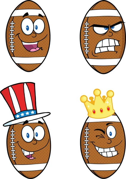 American Football Balls Cartoon Characters. Collection Set 6 — Stock Photo, Image