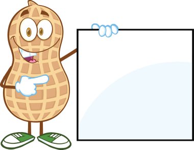 boş bir işaret gösteren fıstık çizgi film karakteri