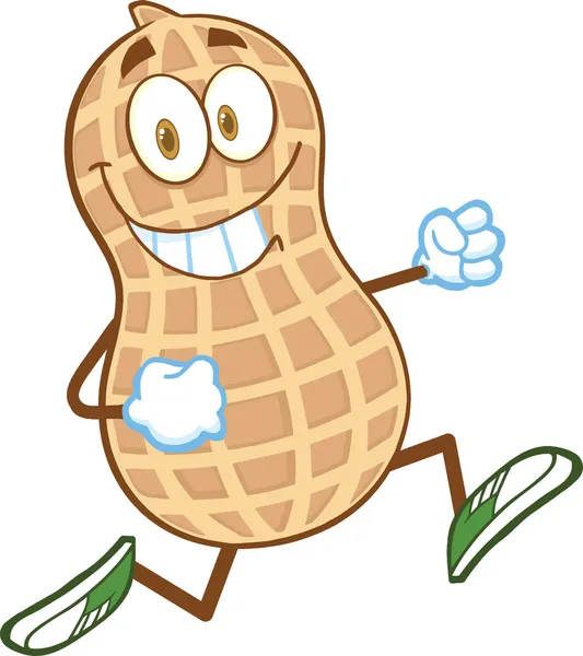 Smiling Peanut Cartoon Character Running — Stock Photo, Image