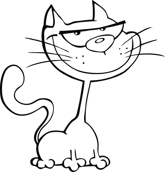 Ilustración de dibujos animados de gato blanco y espalda — Foto de Stock