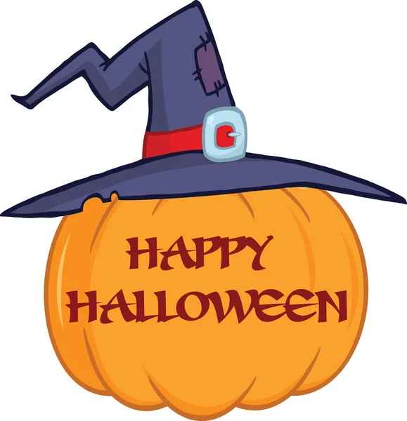 Pumpkin With A Witch Hat And Text — 图库照片