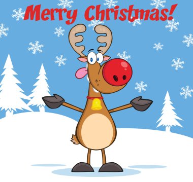 Ren geyiği rudolph ile neşeli Noel tebrik