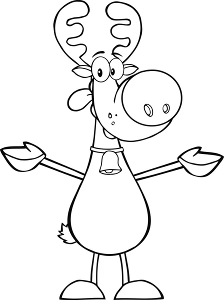 Black And White Happy Reindeer With Open Arms For Hugging — Stock Photo, Image