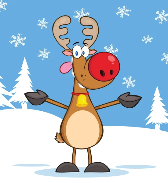 Rudolph Reindeer With Open Arms For Hugging — Stock Photo, Image