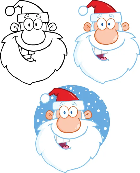 Santa Claus Heads Cartoon Character Collection Set — Stock Photo, Image