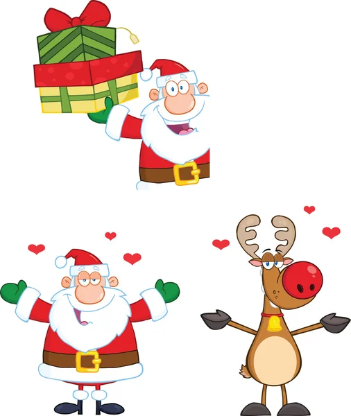 Santa Claus And Reindeer Collection — Stock Photo, Image