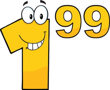Price Tag Number 1.99 Cartoon Character