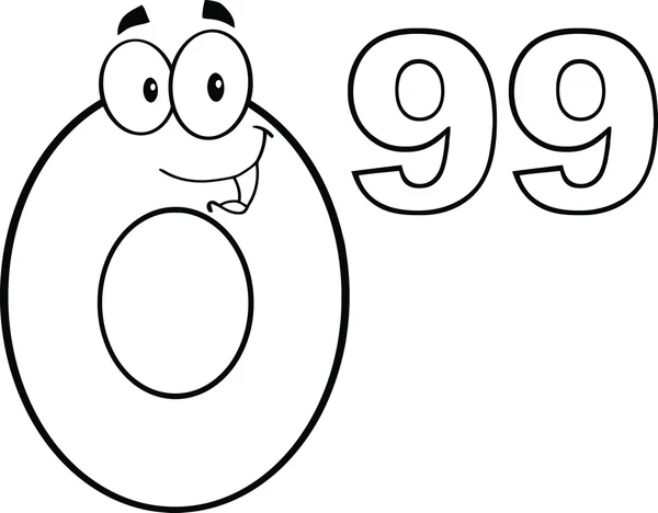 Precio en blanco y negro Tag Number 0.99 Personaje de dibujos animados — Foto de Stock