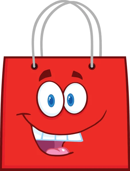 Postać z kreskówki szczęśliwy torba na zakupy czerwony — Zdjęcie stockowe